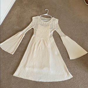 Anthropologie Cable Knit/Lace Bell Sleeve Dress